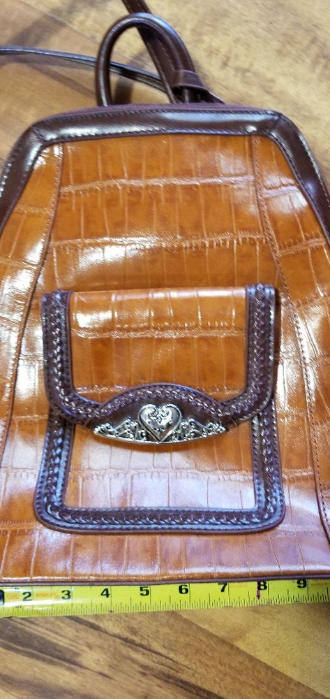 Leather backpack purse, pockets, dividers